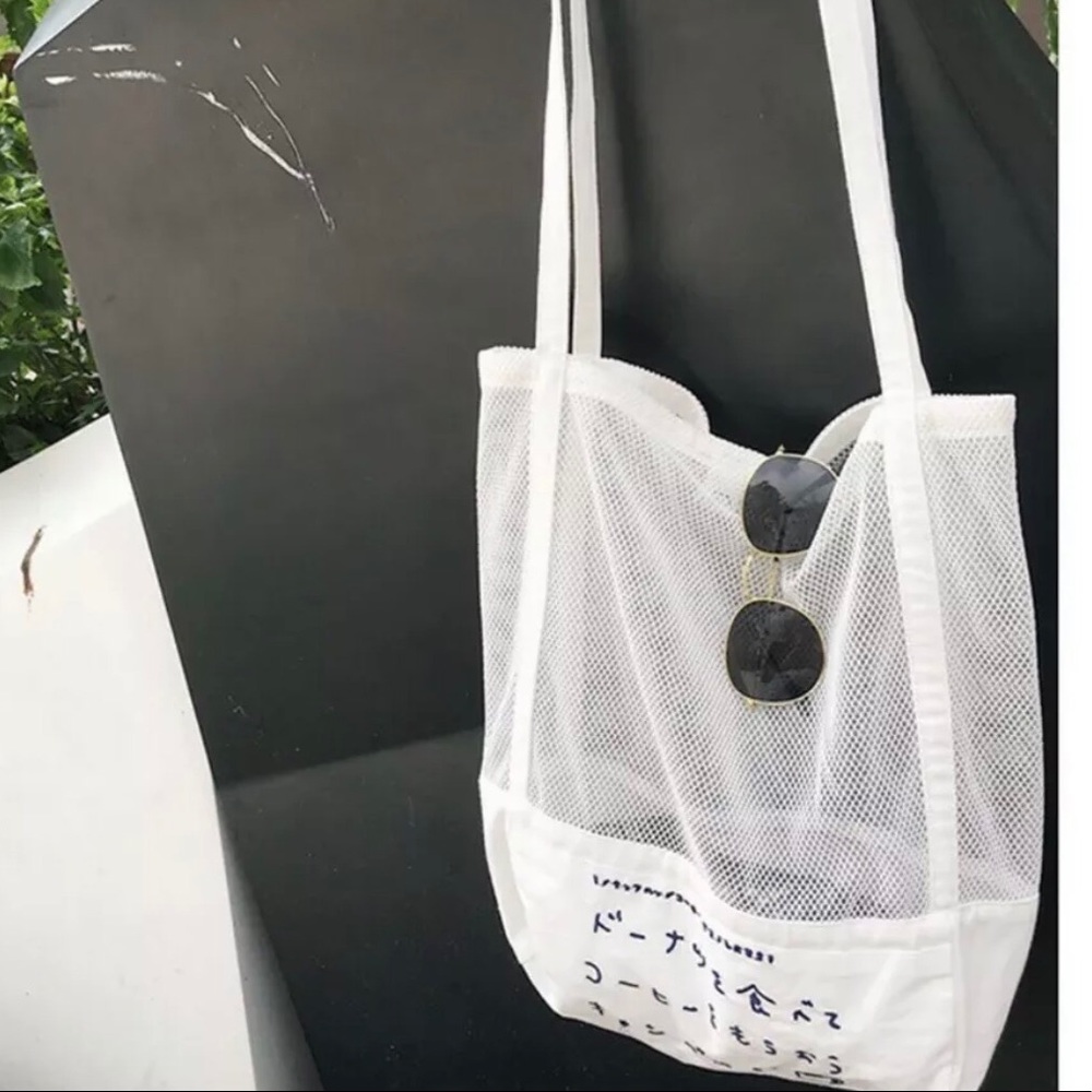 Mesh Tote Bag Japanese White summer net bag Multiuse